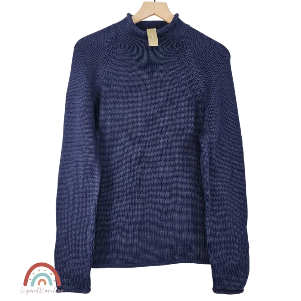 New! J. Crew 1988 Rollneck Sweater in Cotton Navy Unisex - Picture 3 of 11